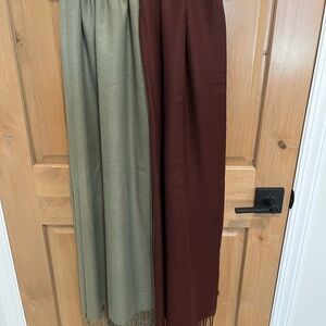 Green and Burgundy Pashmina Scarves